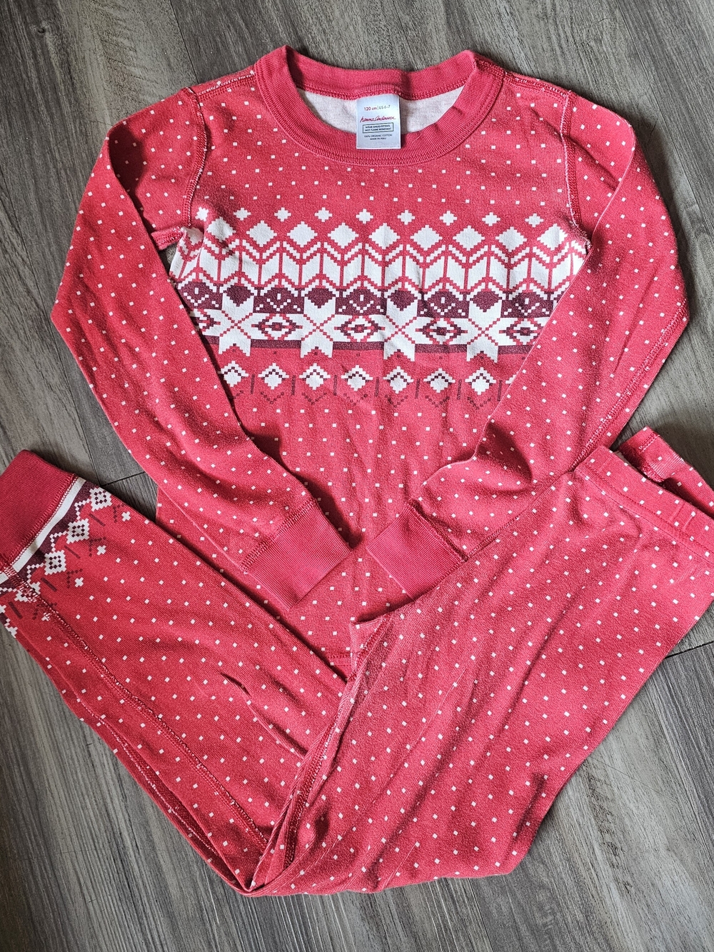 Hanna Andersson Red Fair Isle Knit Pajama Set